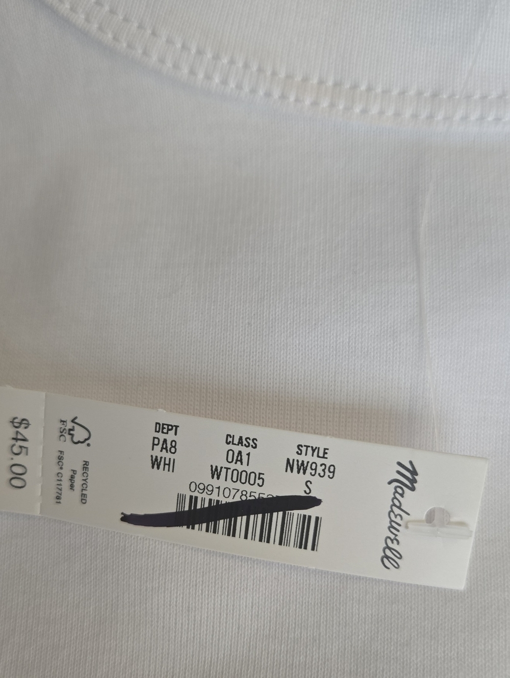 Nwt Madewell The 90s Tee in Compact Cotton white Size Small - Picture 7 of 8